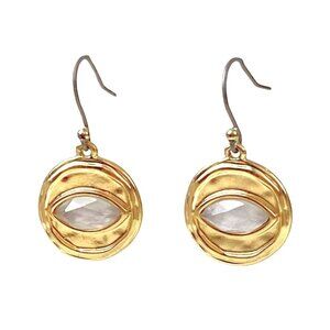 Lucky Brand Gold-Tone Imitation Pearl Evil Eye Coin Drop Earrings